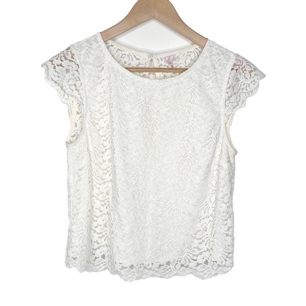 Aritzia Talula Portobello White Lace Cap Sleeve Blouse